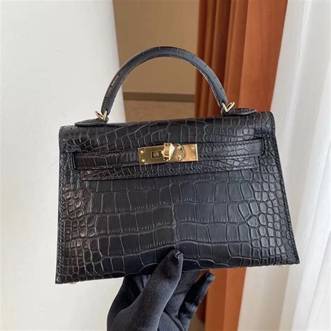 hermes mini kelly black silver|Hermes mini kelly crocodile.